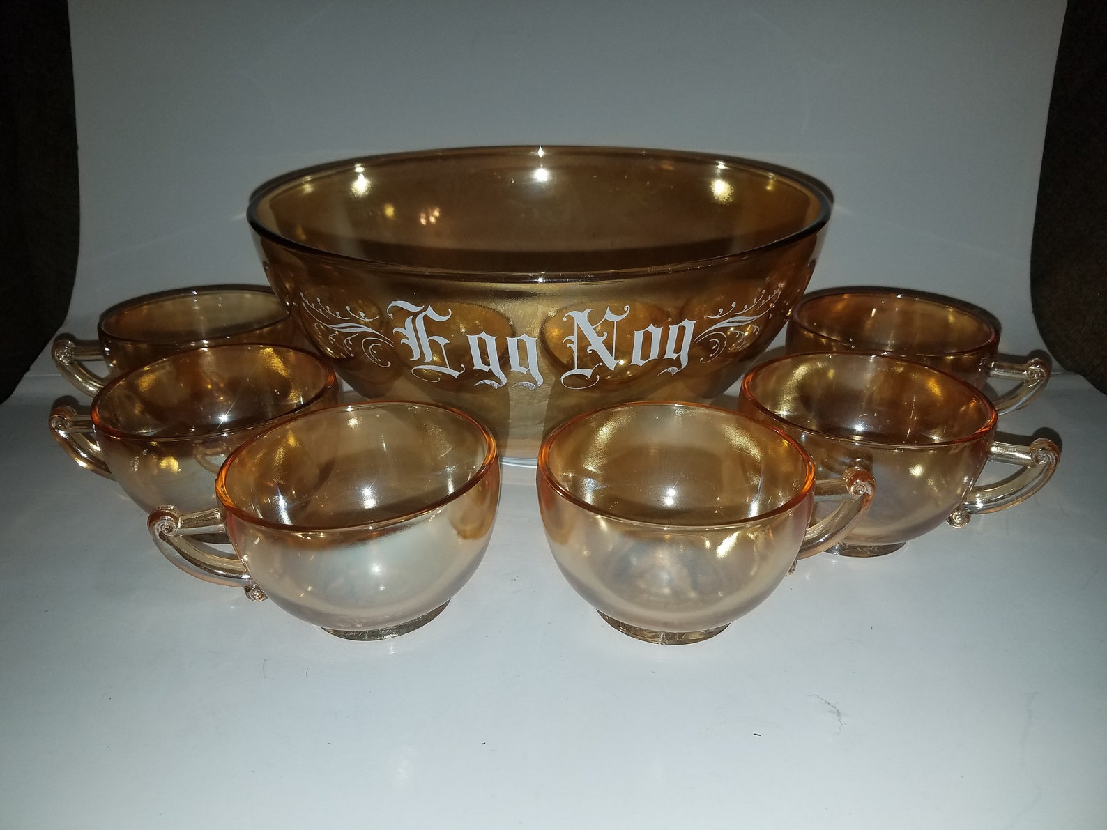 Vintage Egg Nog Punch Bowl Set Etsy
