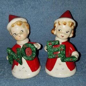 Vintage Napco NOEL Boy & Girl Salt and Pepper Set