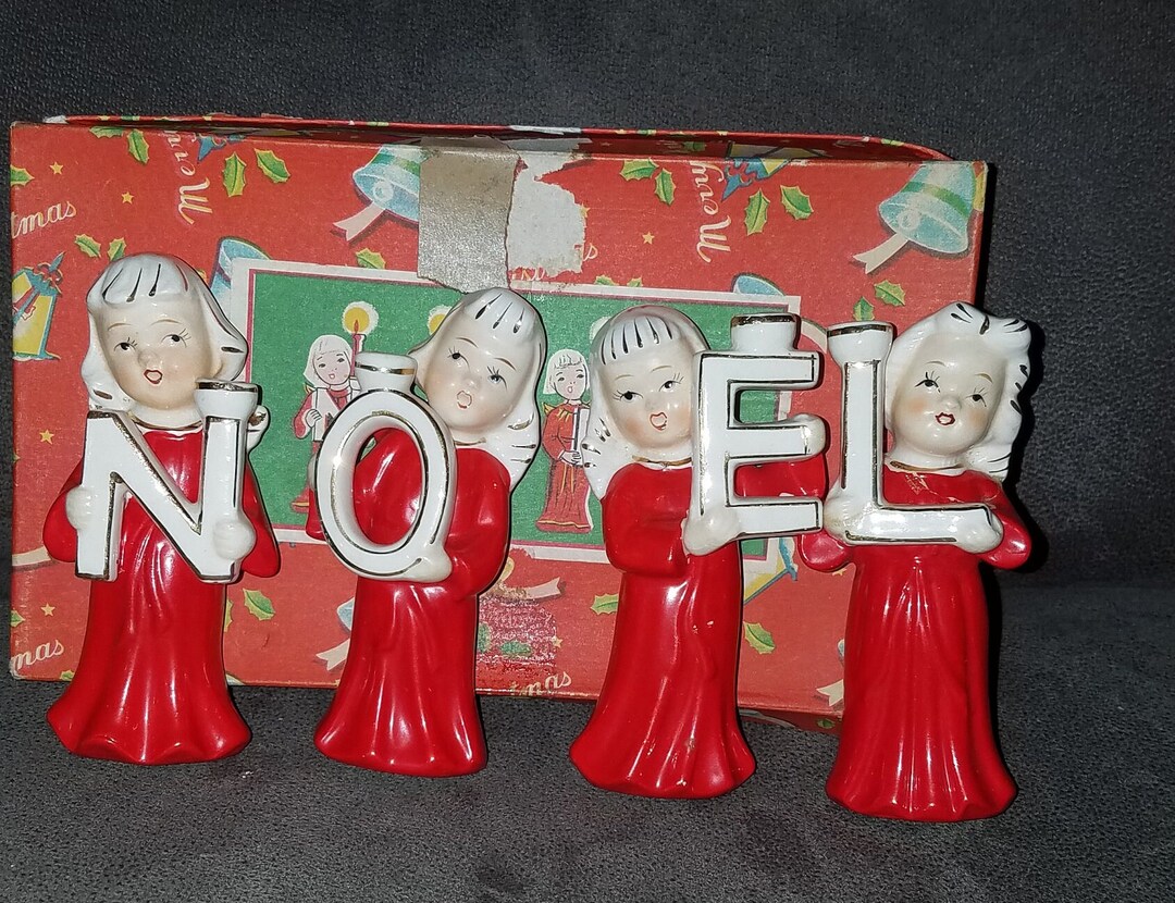 Vintage Christmas Set of NOEL Candle Holders Etsy