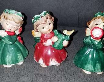 Vintage Rare Norcrest Japan Set of 4 Santa Riding Flying Wing