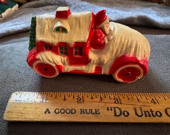 Vintage 1920's Viscoloid Santa Celluloid Car Christmas Blow Mold