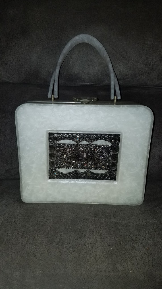 Vintage Lucite Pearlized White Purse