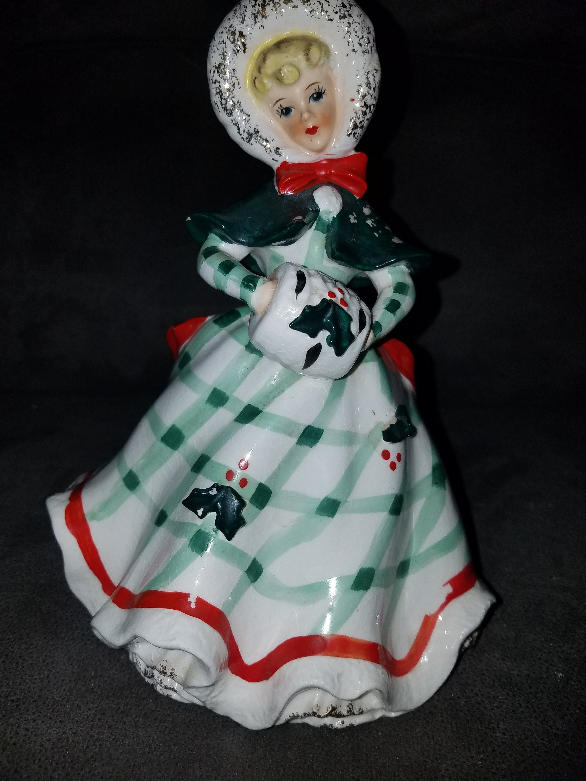 Vintage Geo Z Lefton Beautiful Christmas Lady W/muff Planter