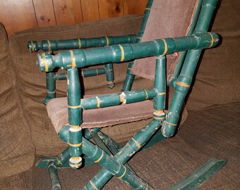 Antique sewing nursing rocker low armless wooden Victorian