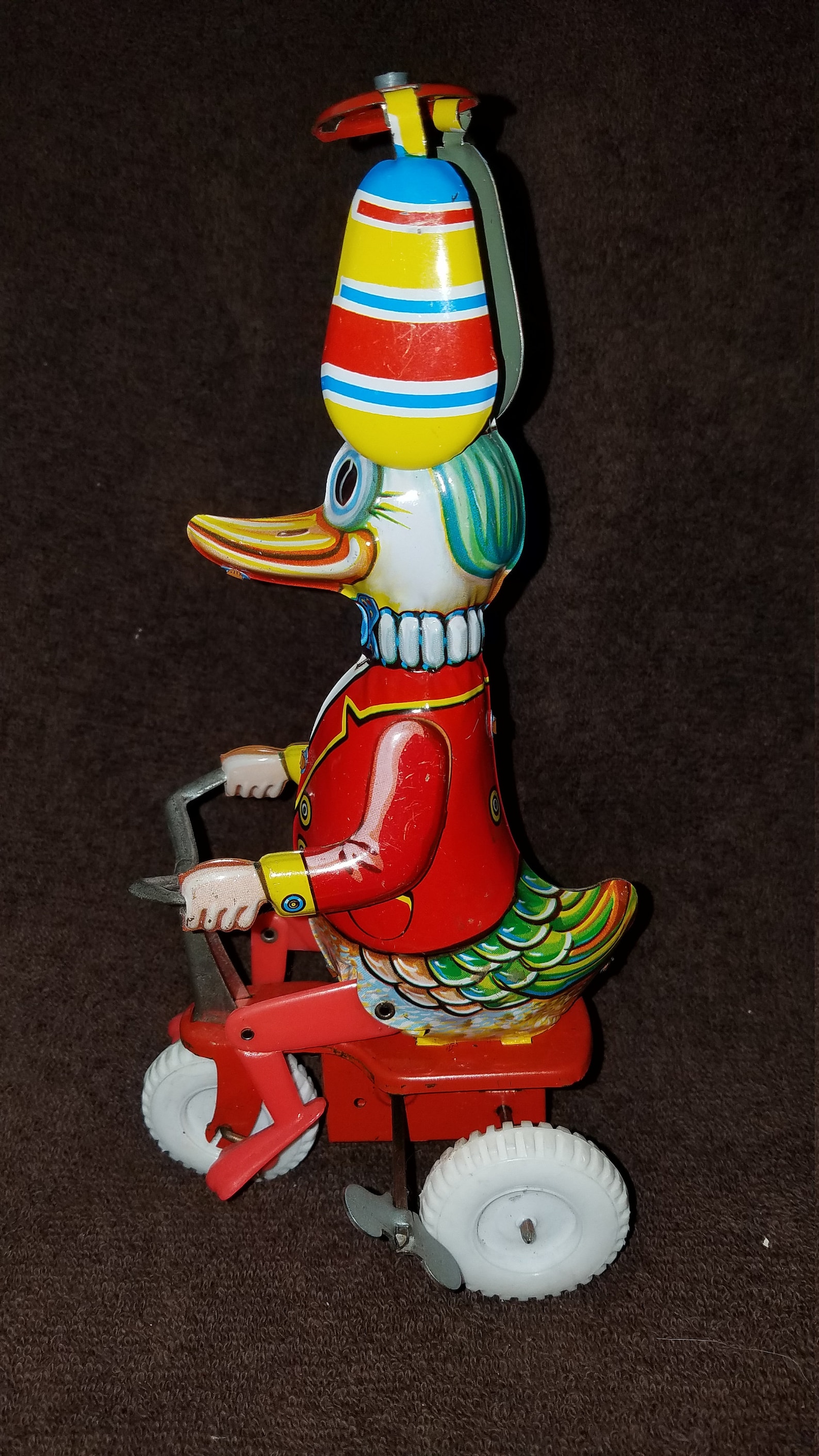 Vintage Tin Wind Up Duck on a Bike Toy Etsy
