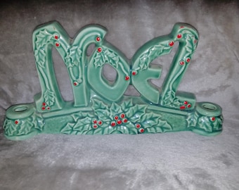 Vintage Lipper and Mann Noel Candleholders: Green Porcelain