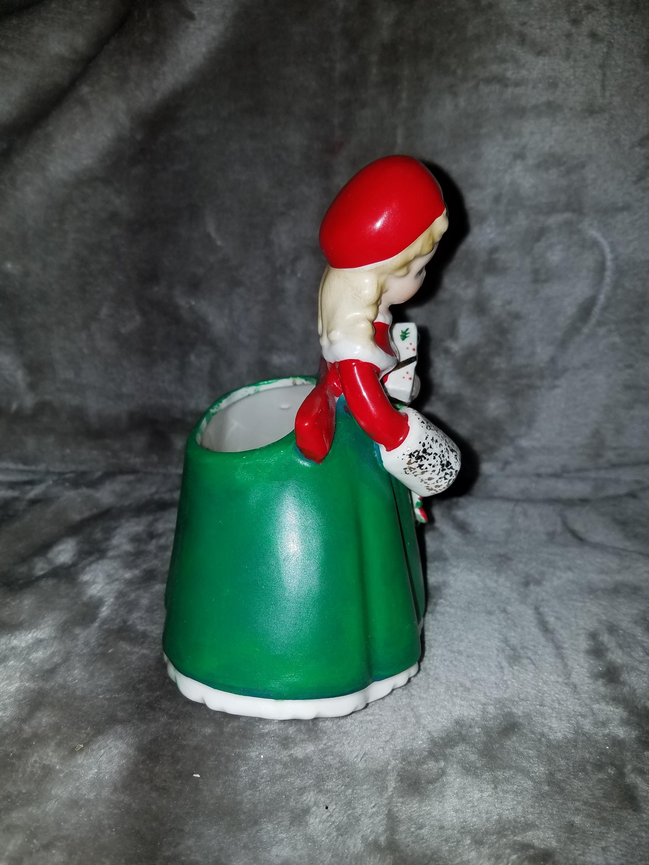 Vintage Inarco Christmas Girl Planter W/muff & Present 1963 E1134