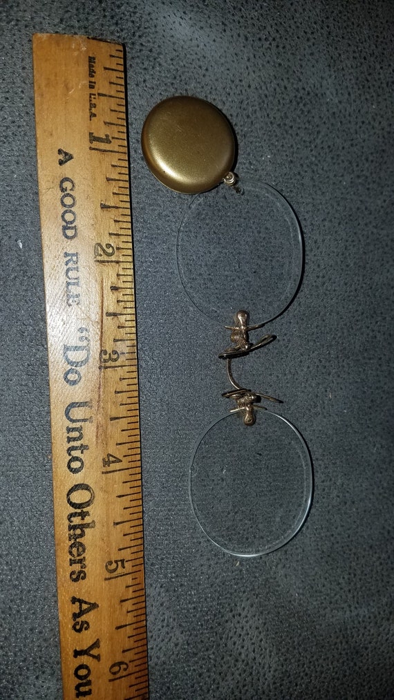 Vintage Rimless Glasses Gold Filled Chain Pin Esta