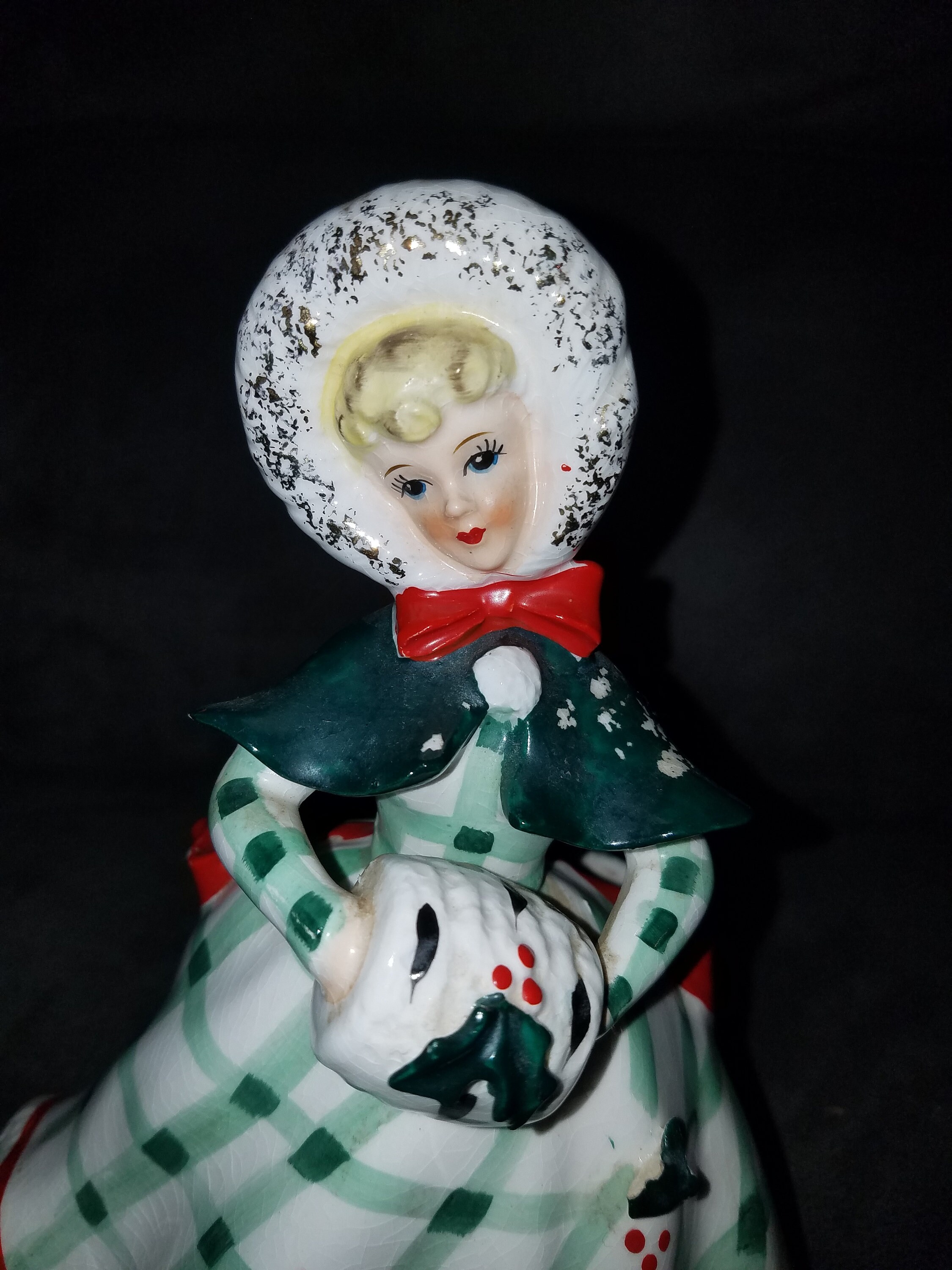 Vintage Geo Z Lefton Beautiful Christmas Lady W/muff Planter