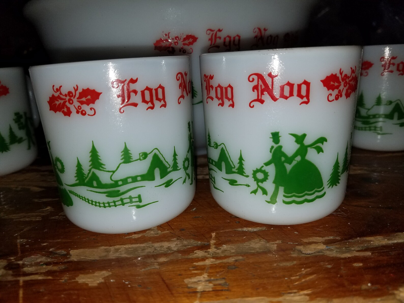 Vintage Milk Glass Egg Nog Christmas Punch Bowl Set Etsy
