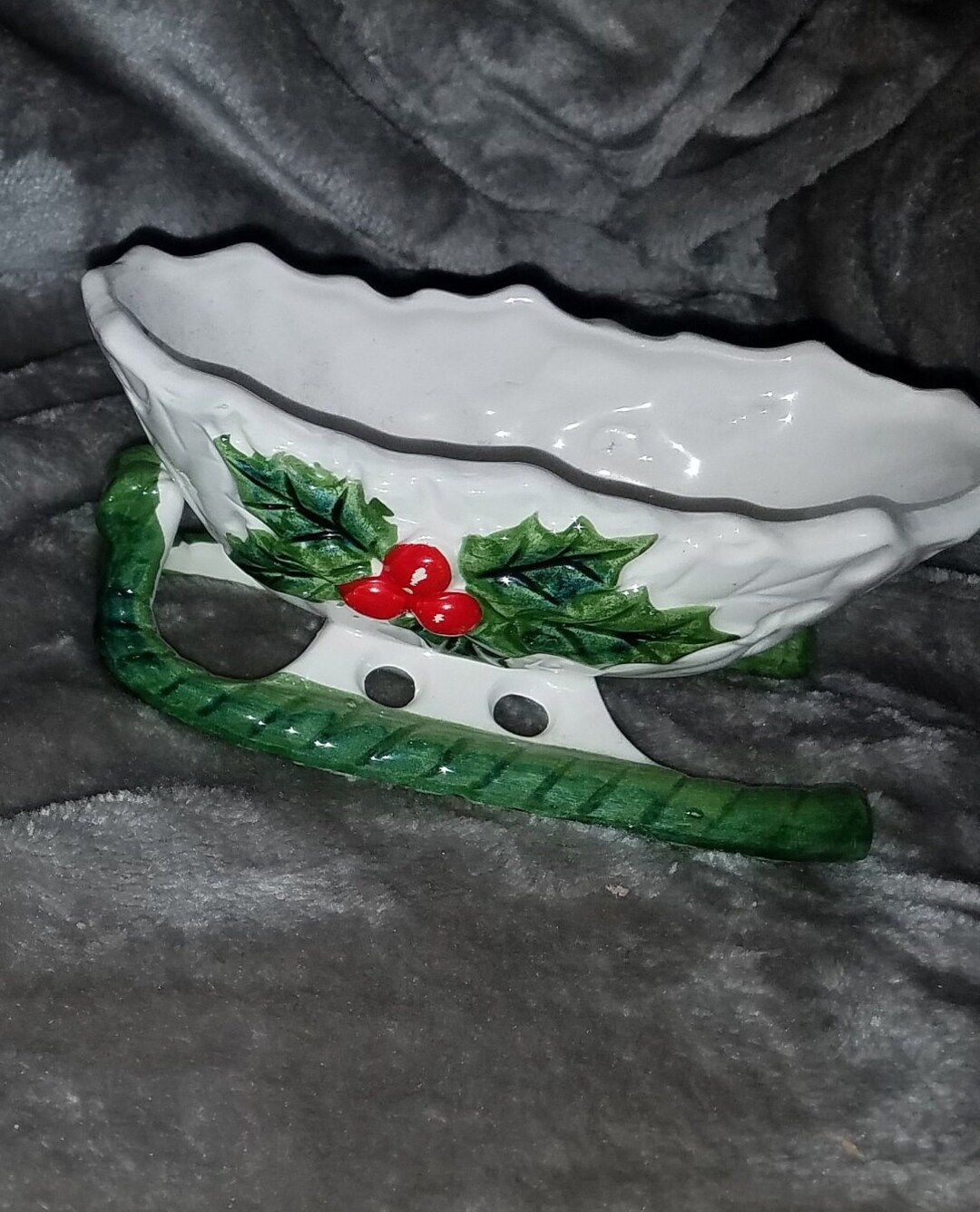 Vintage Lefton Christmas Sleigh Candy Dish 6048 Etsy