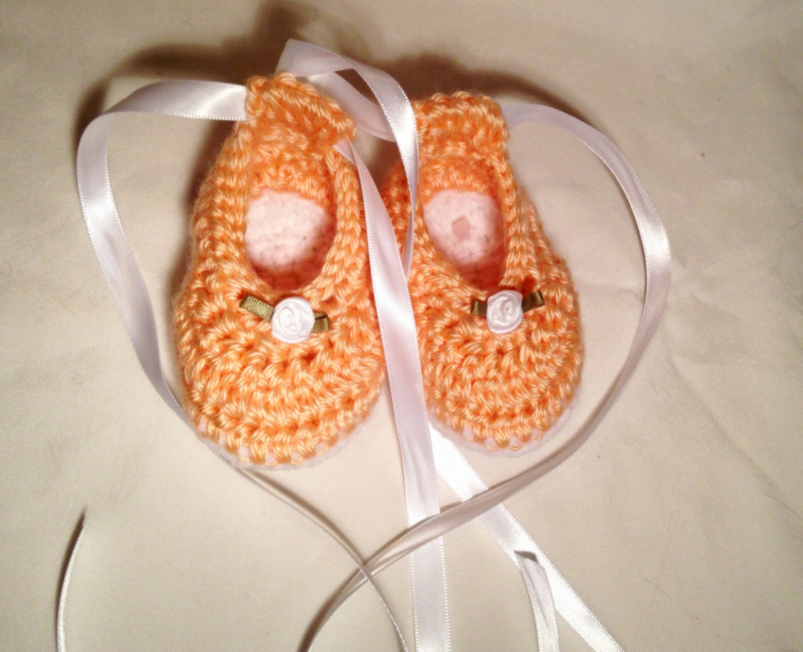 crochet baby girl ribbon tie up ballet shoes slippers - custom made to order-