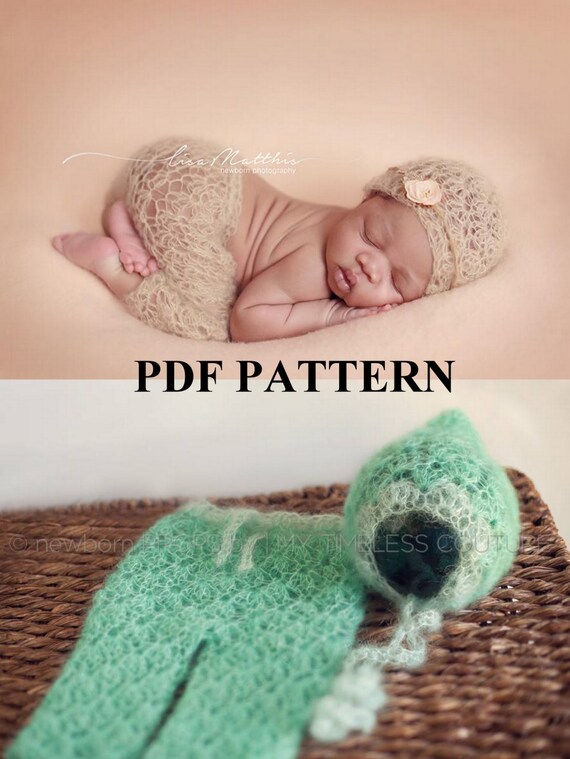 Crochet Pattern Newborn Mohair Lovely Lace Pants & Beanie / | Etsy