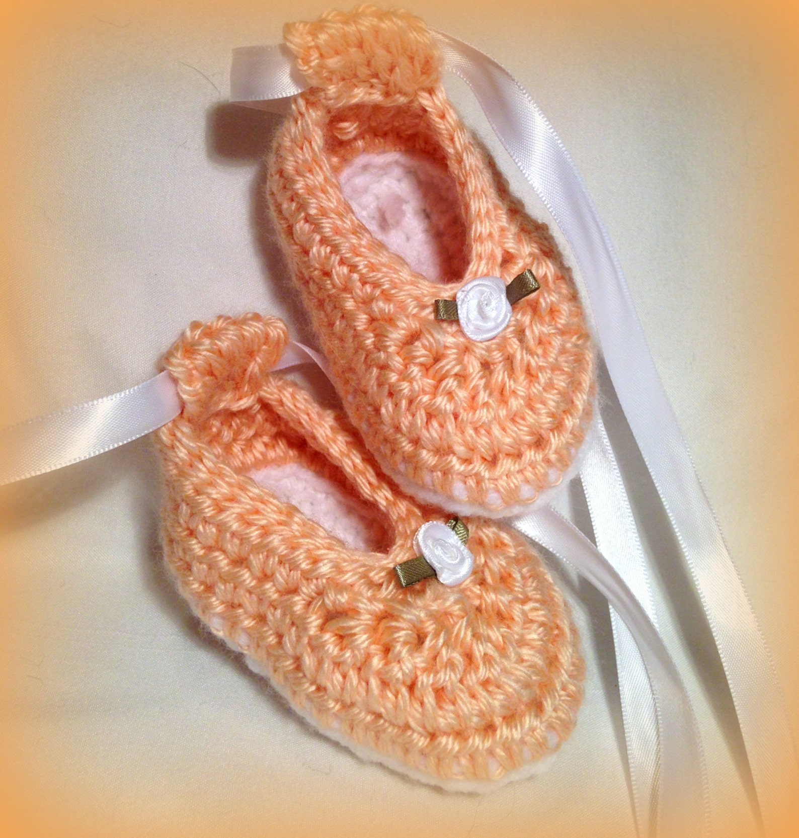 crochet baby girl ribbon tie up ballet shoes slippers - custom made to order-