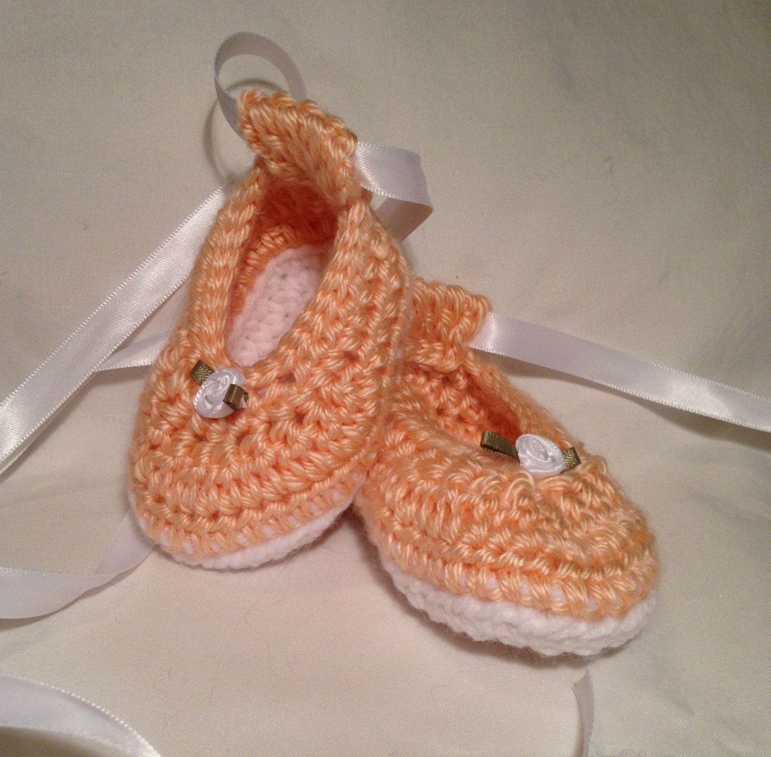 crochet baby girl ribbon tie up ballet shoes slippers - custom made to order-