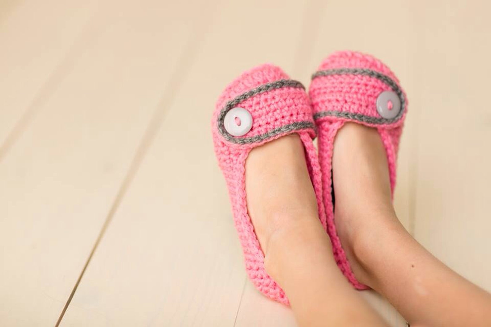 crochet girls ballet flat house slippers sizes 10-2 custom made to order any color