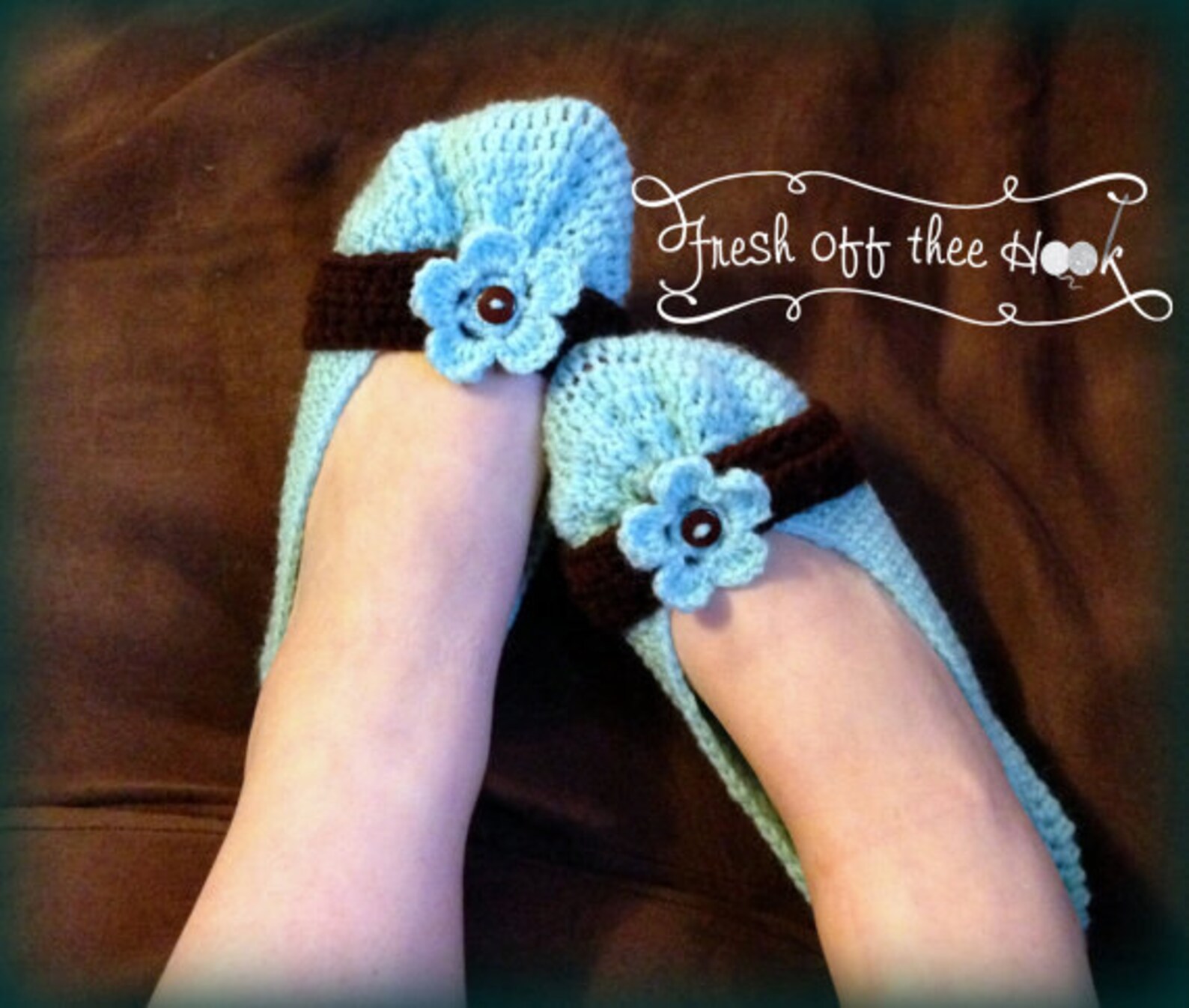 crochet adult womens cute button flower ballet flat house slippers sizes 5-10 custom made to order