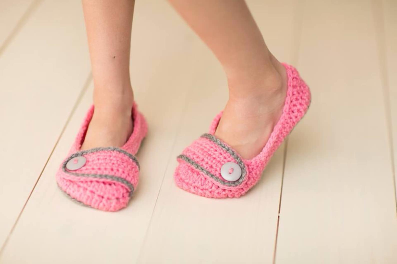 crochet girls ballet flat house slippers sizes 10-2 custom made to order any color