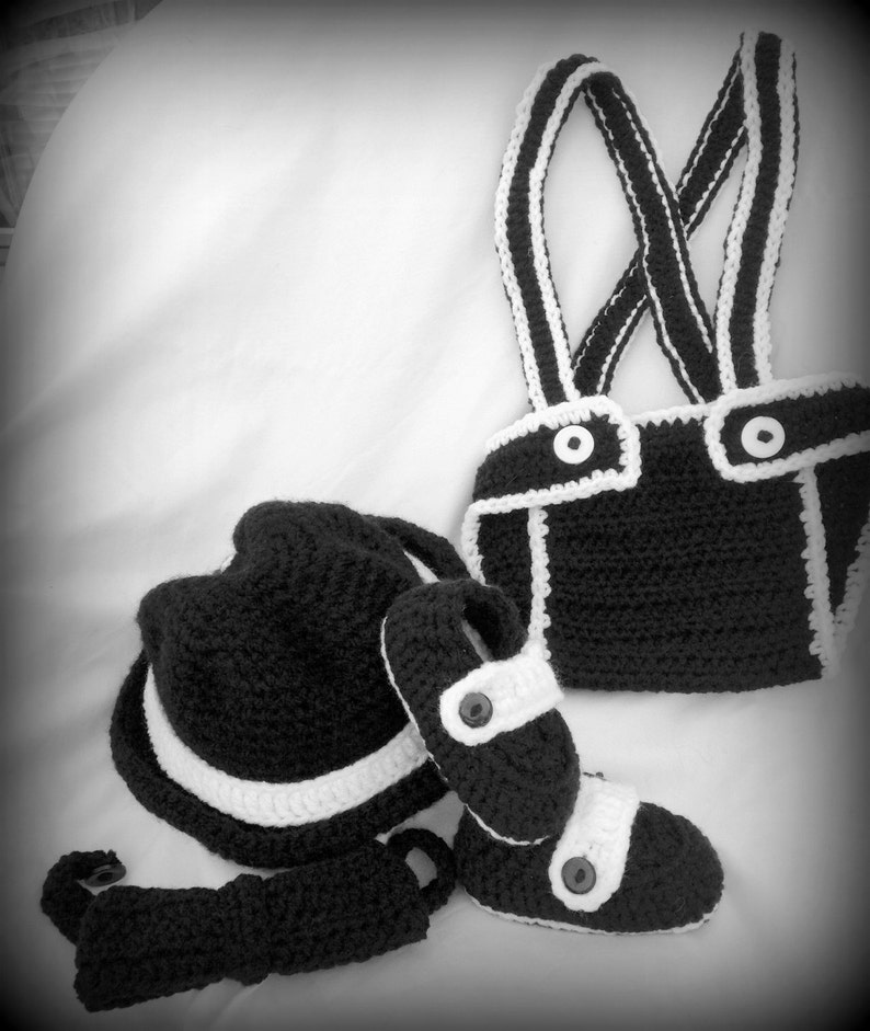 Crochet baby boys fedora suspender set 612mo photo prop Etsy