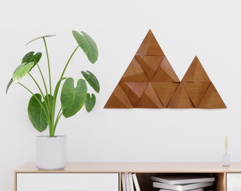 Triangles wood wall art, set of 12 3D tiles