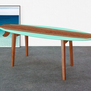 Mesa de café tabla de surf Mesa tabla de surf, Mesa de madera tabla de surf, Muebles surf, Decoración surf imagen 10