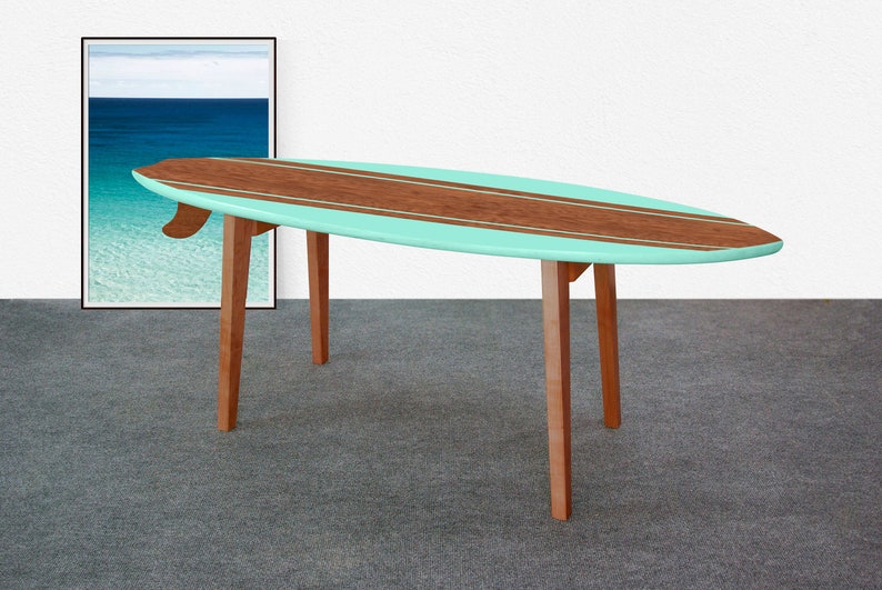 Mesa de café tabla de surf Mesa tabla de surf, Mesa de madera tabla de surf, Muebles surf, Decoración surf imagen 10