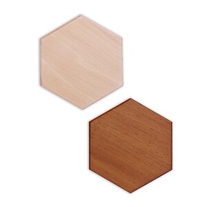 Set de 24 módulos facetados de madera para decoración de pared, 12 lisas 12 facetadas / módulos hexagonales imagen 6
