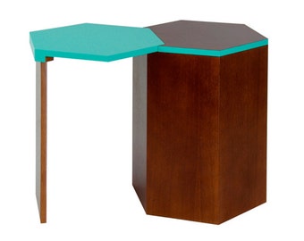 Taburete o mesa auxiliar hexagonal / mueble multifuncional para espacios pequeños / asiento / banqueta