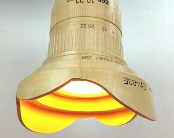 Pantalla de madera para lámpara | Pantalla objetivo de cámara, lámpara de techo, lámpara de madera, lámpara para oficina, regalo fotógrafo