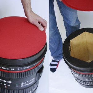 Taburete con forma de objetivo cámara reflex / Taburete fotografía / Taburete / asiento / banqueta / ottoman / image 6
