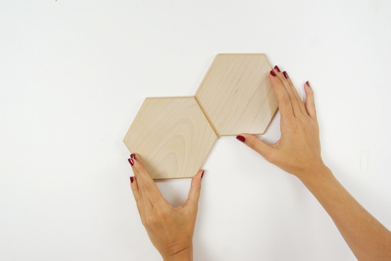 Geometric wall art set of 12 hexagonal tiles