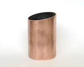 Rustic Copper Container - Recycled Metal Pipe - Bare Copper Finish uneven top