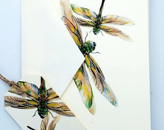 Dragonfly Greeting Card and Gift Tag Set- Any Occasion