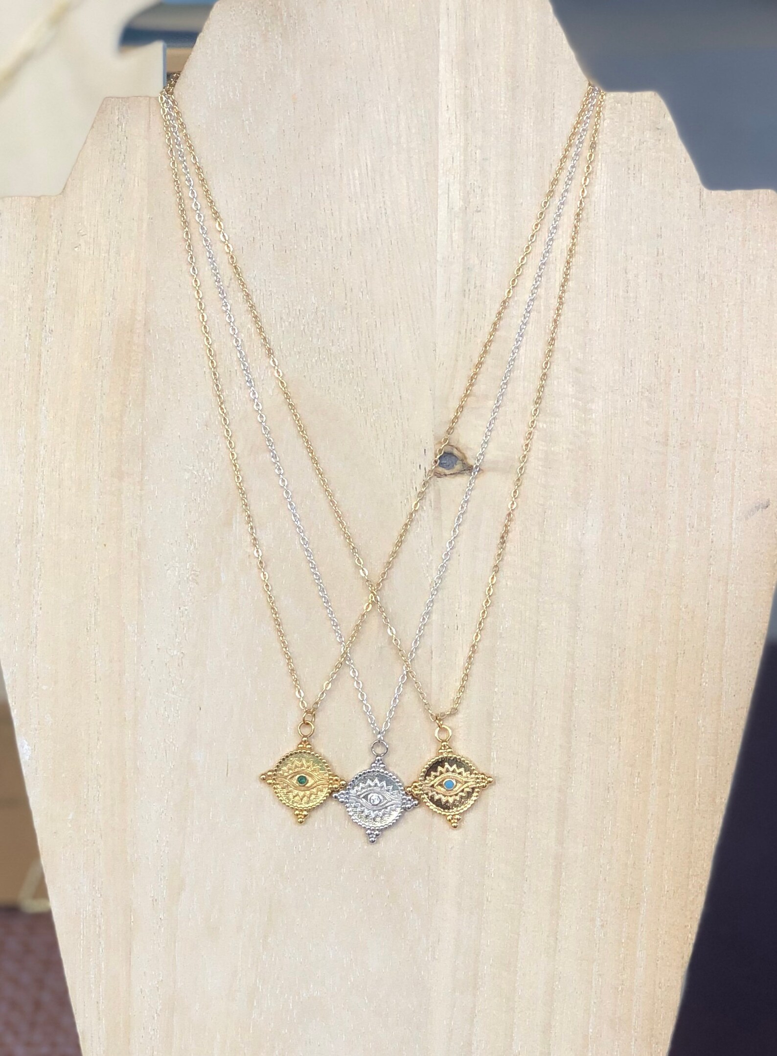 Protection Eye Necklaces 24k GoldPlated or Silver Plated Etsy