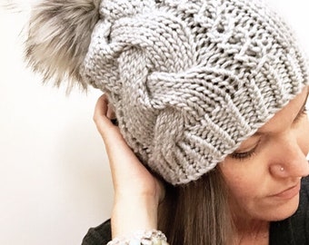 PATRÓN DE TEJIDO: Gorro con trenza lateral