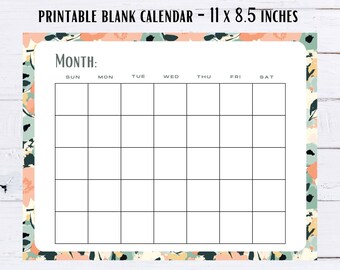 Floral Calendar - Printable Blank Calendar - Monthly Blank Calendar - Simple Blank Calendar - Minimalist Calendar - Wildflower Print