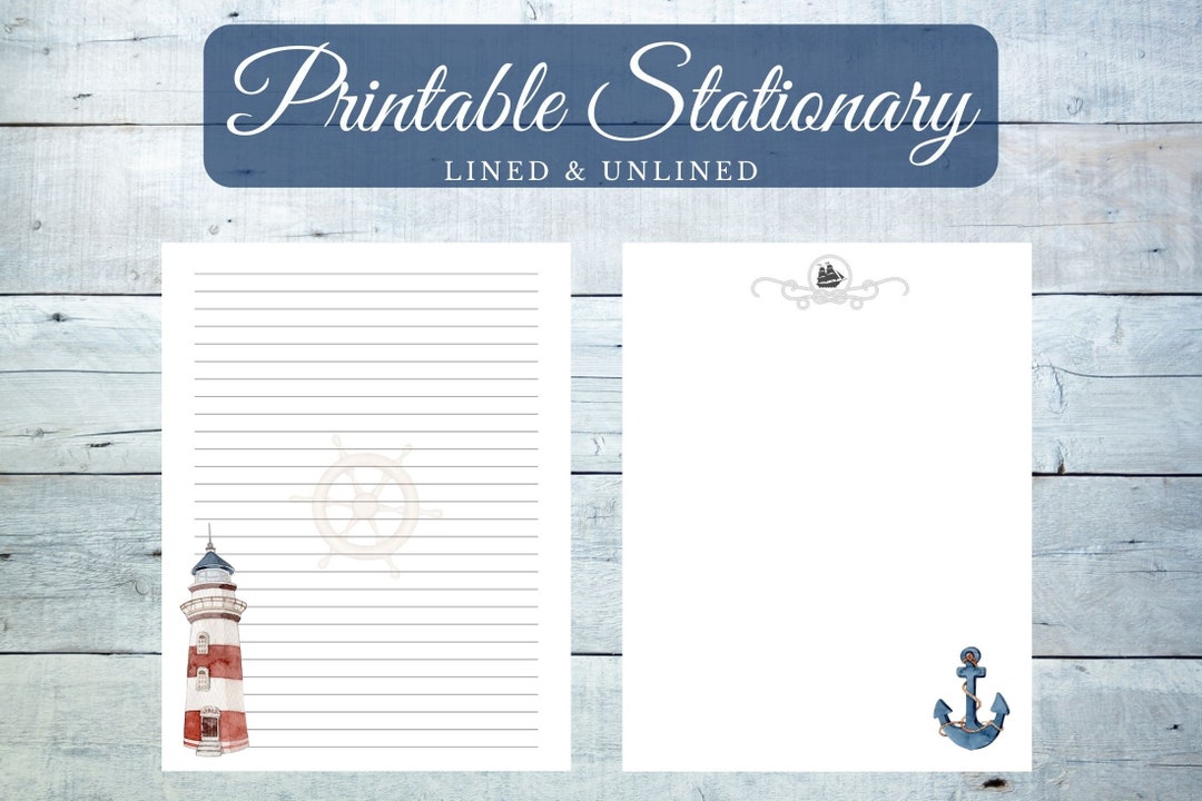 Lighthouse Stationary Anchor Stationary Printable - Etsy