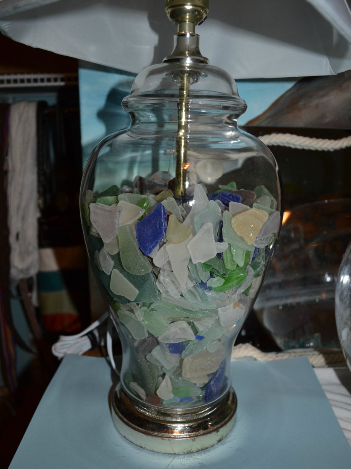 Maine Made Sea Glass Filled Lamp Etsy