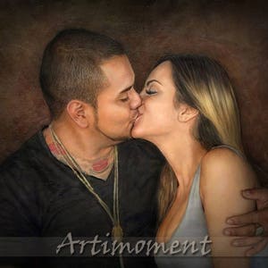 Custom Portrait - Custom Couple Portrait, Personalized Digital Portrait, Bride & Groom, Engagement, Anniversary, Valentine&#39;s Day Painting