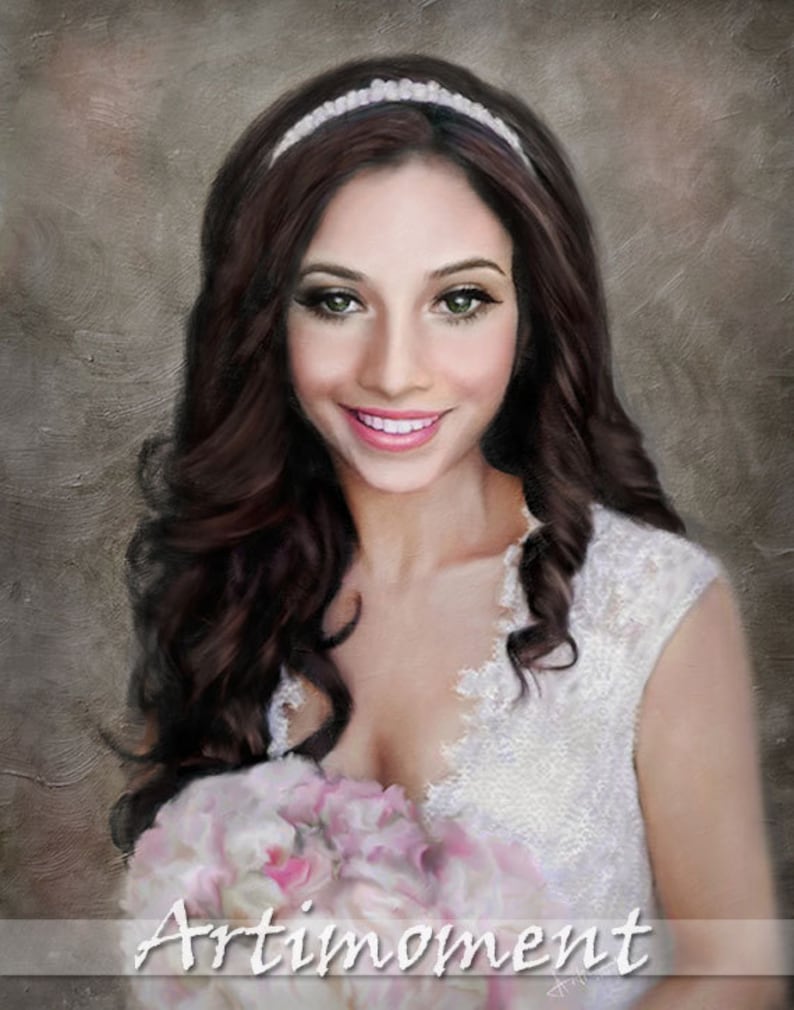 Custom Portrait, Custom Lady Portrait, Bride Commission, Custom Wedding, Engagement,Anniversary, Personalized Digital Painting by Artimoment image 1
