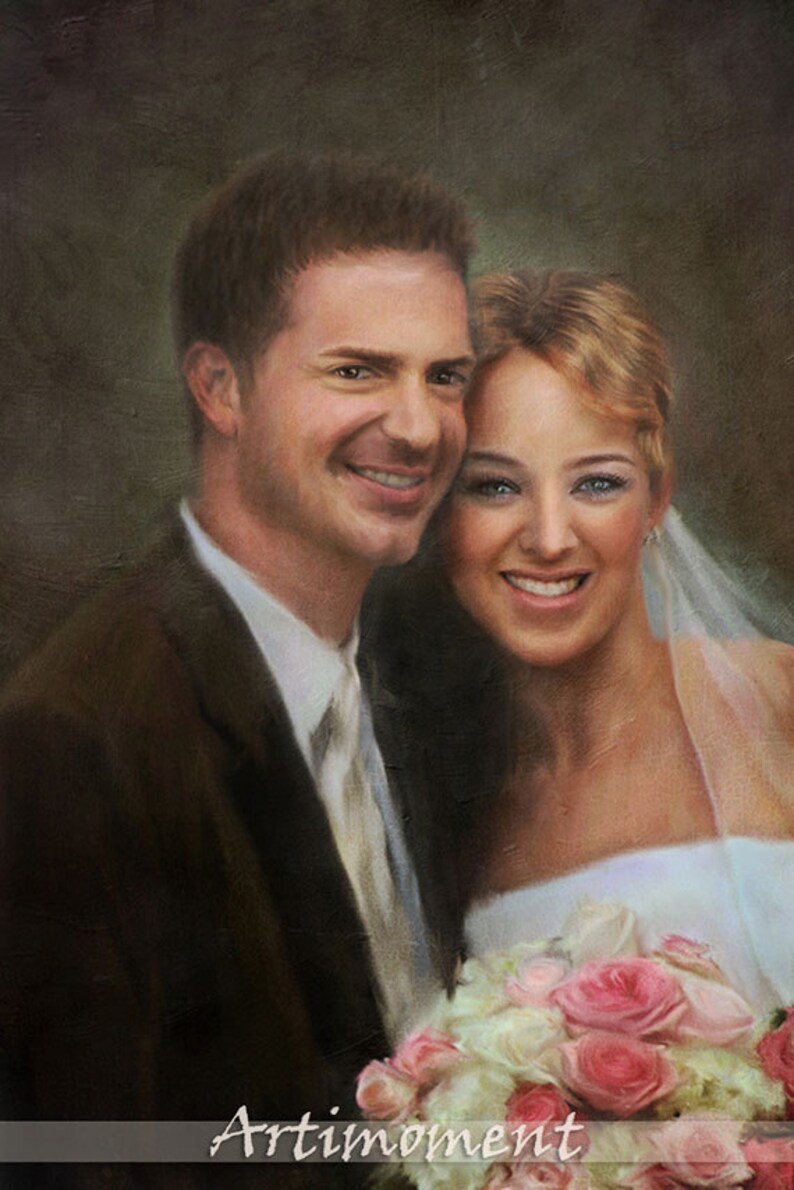 Custom Portrait Custom Wedding Painting, Engagement Painting, Anniversary Painting, Custom Family Portrait, Couple painting image 2