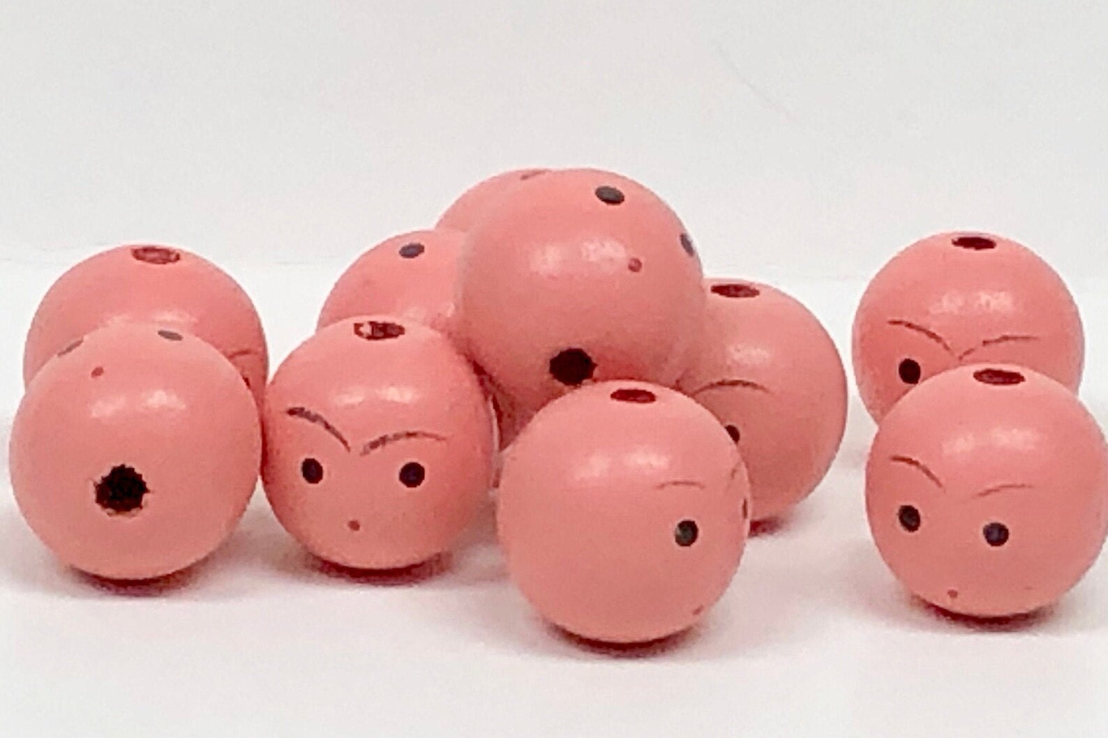 10 Painted Face 25mm Wooden Bead Heads Miniature Doll Thru Etsy