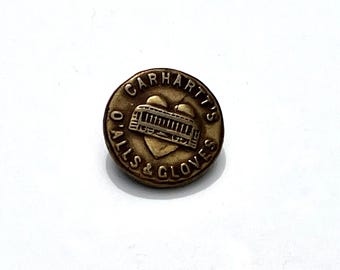 Carhartt's Vintage Button, Heart and Trolly, Stud, Brass, Work