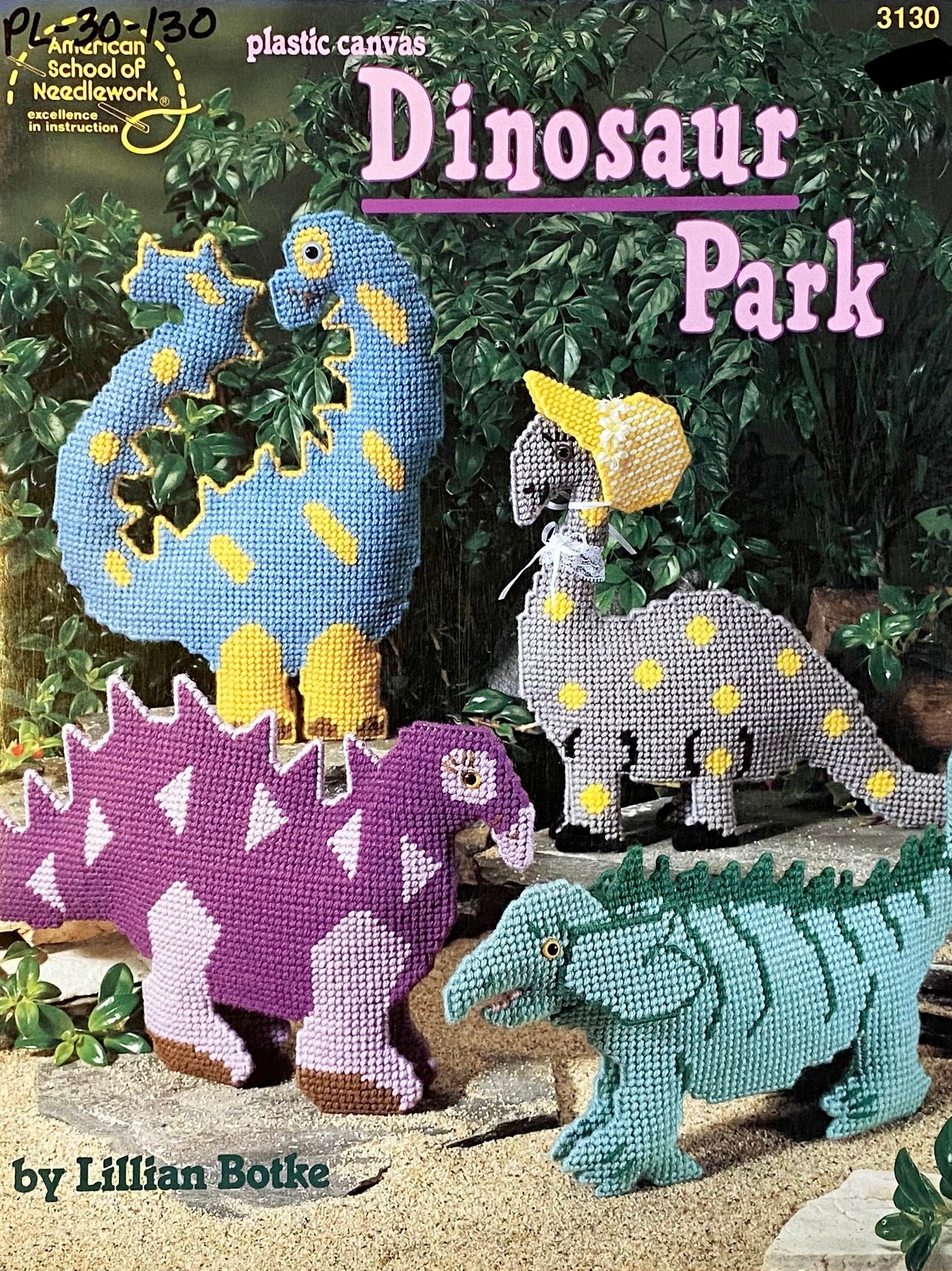 Vintage Plastic Canvas Dinosaur Park Pattern: ASN #3130 (craft