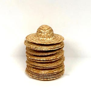 Sombreros de paja tejidos para muñecas – Materiales para manualidades, accesorio de costura (juego de 2, 10 cm)