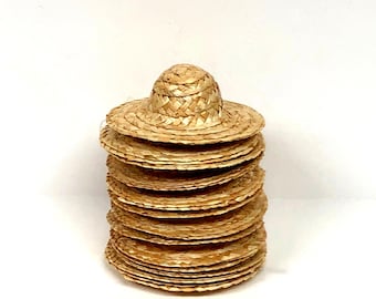 Woven Straw Doll Hats – Craft Supplies, Sewing Accessory (Set of 2, 4 Inch)