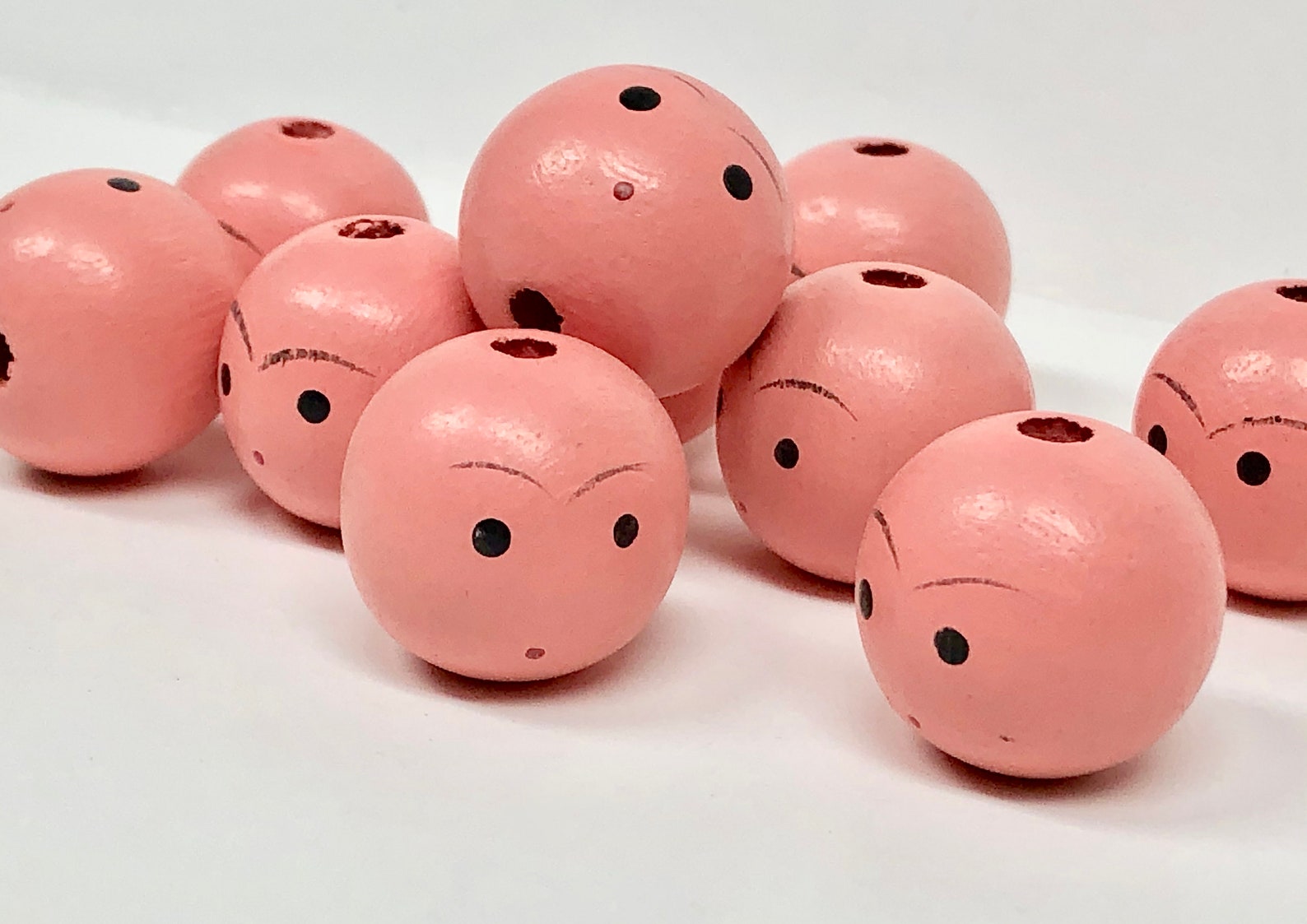 10 Painted Face 25mm Wooden Bead Heads Miniature Doll Thru Etsy