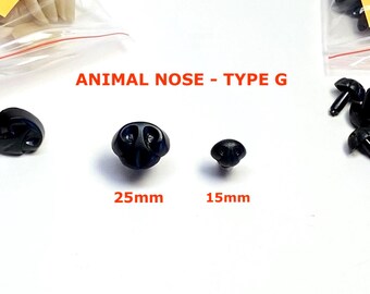 Nez de sécurité pour animaux en plastique noir - Pièces de poupée - 15 mm ou 25 mm