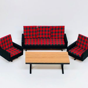 4 Pc.→ MCM Era Dollhouse Living Room Furniture Set —AS IS—Style Of Bodo Hennig, Crailsheimer, Hanse/Lisa Of Denmark — 1:12 Scale —Hobby