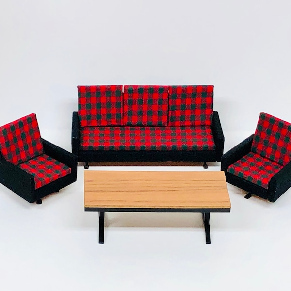 4 Pc.→ MCM Era Dollhouse Living Room Furniture Set —AS IS—Style Of Bodo Hennig, Crailsheimer, Hanse/Lisa Of Denmark — 1:12 Scale —Hobby